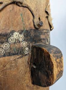lot 95 image: Tall Primitive Wooden Tribal Drum - 19.5