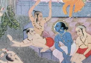 lot 255 image: Indian Bundi Framed Swimmers Hindu Print