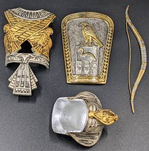 lot 214 image: Egyptian Warrior 1250 BC - PewterSterlingGold Franklin Mint Armor 1 of 6