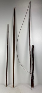 lot 262 image: Collection of Antique Tribal Wood Handmade Weapons & Hunting Tools