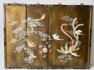 lot 266 image: Four Elegant Vintage Chinese Gold Lacquer Panels