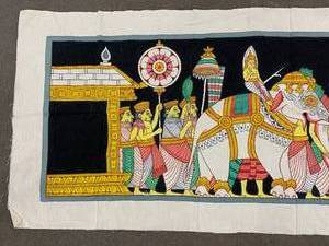 lot 267 image: Two Vibrant Hand Painted Asian Inspired Tapestries