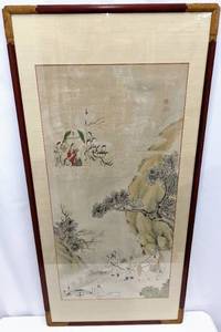 lot 288 image: Signed Antique Chinese Scroll Painting - Queen Mother of the West Watercolor and Ink