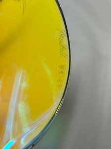 lot 308 image: Vintage Steven Maslach Art Glass Sculpture Bowl & Stand- Dichroic Bowl 85-24