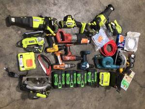 Pallet with assorted salvage tools for parts or repair customer returns see pictures