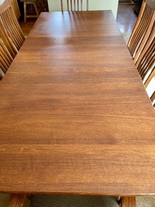 lot 6 image: LJ Gascho Furniture Company Arts and Crafts Style Dining Table with 8 Chairs