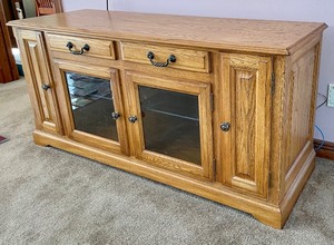 lot 280 image: Magnificent Media Center- Decorative Wooden Television Stand