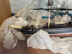lot 66 image: Vintage Wooden Boat Model in Handmade Wooden Case