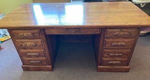 lot 69 image: Ornate Wooden 6 Drawer Desk