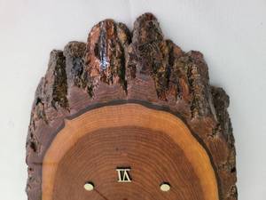 lot 187 image: Rustic Tree-Trunk Cross-Section Clock