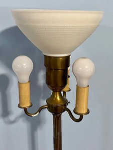 lot 33 image: Vintage Brass 4 Bulb Floor Lamp with Glass Shade