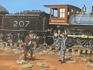 lot 27 image: Jim Jordan Railroad and Western Themed Framed Print
