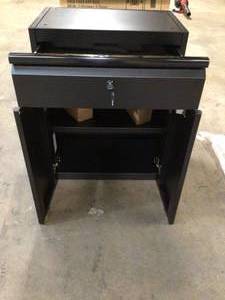 Regular Duty Welded 24-Gauge Steel 1-Drawer 2-Door Garage Base Cabinet in Black (24 in. W x 33 in. H x 16 in. D) by Husky Customer Returns See Pictures