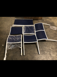Harmony Cove 4-Piece Steel Blue Sling Outdoor Patio Deep Seating Set by Hampton Bay Customer Returns See Pictures