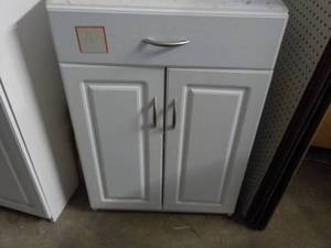 lot 53 image: White 2 Door 1 Drawer Cabinet 24 x ...