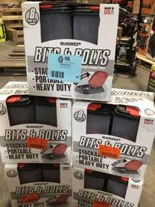 Lot of Assorted 8-Pack Bits and Bolts Stackable Hardware Bins by BUDDEEZ Customer Returns See Pictures