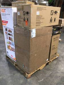 Pallet with Assorted Garage Shelving, Housewares, and Misc Return Items Various Models and Conditions not inspected See Pictures
