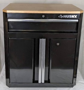 lot 157 image: Husky Ready-to-Assemble 24-Gauge Steel 1-Drawer 2-Door Garage Base Cabinet