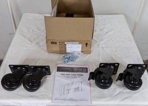 lot 158 image: Husky 4 in. Black Caster Kit for Regular Duty Welded Steel Garage Base Cabinets