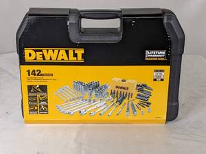 lot 68 image: DEWALT 14 in. x 38 in. Drive Polished Chrome Mechanics Tool Set (142-Piece)