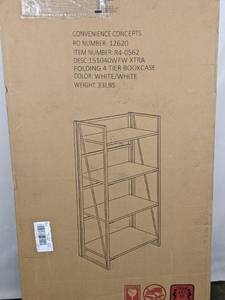 lot 73 image: Convenience Concepts Xtra 49.5 in. WhiteWhite Metal 4 -Shelf Standard Bookcase with Folding Sides