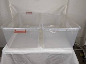 lot 130 image: Set of Two Sterilite 106qt Clear Latching Boxes