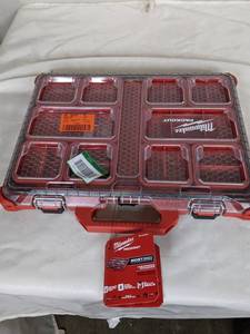 lot 143 image: Milwaukee PACKOUT 11-Compartment Low-Profile Impact Resistant Portable Small Parts Organizer