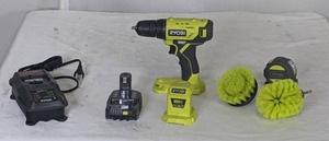 lot 65 image: RYOBI ONE 18V Cordless 38 in. DrillDriver Kit with 1.5 Ah Battery and Charger