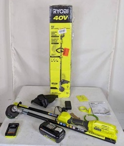 lot 23 image: RYOBI 40V Expand-It Cordless Battery Attachment Capable String Trimmer with 4.0 Ah Battery and Charger