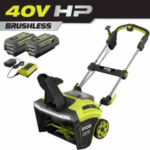 lot 10 image: RYOBI 40V HP Brushless 21 in. Cordless Single Stage Snow Thrower with (2) 5.0 Ah Batteries