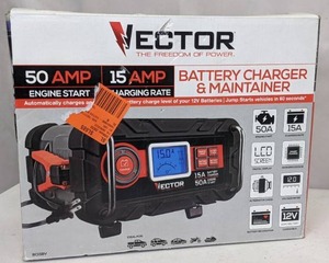 lot 207 image: Vector 15 Amp Automatic 12V Battery Charger with 50 Amp Engine Start and Alternator Check