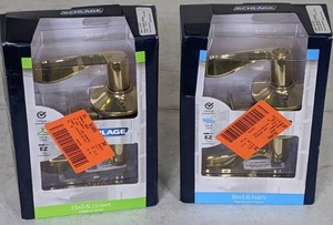 lot 215 image: Lot of 2 NEW Schlage Door Hardware Sets-Hall & ClosetBed & Bath