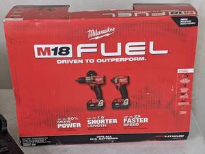 lot 18 image: M18 FUEL 18-Volt Lithium-Ion Brushless Cordless Hammer Drill and Impact Driver Combo Kit (2-Tool) with Two 5Ah Batteries