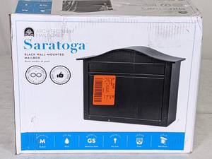lot 260 image: New Architectural Mailboxes Saratoga Black Locking Wall Mount Mailbox - Steel