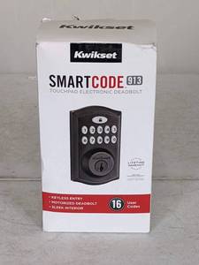 lot 266 image: Kwikset SmartCode 913 Satin Nickel Single Cylinder Electronic Deadbolt Featuring SmartKey Security