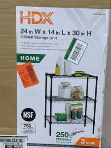 lot 278 image: HDX Black 3-Tier Metal Wire Shelving Unit