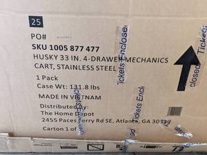 lot 292 image: Husky 33 in. W 4-Drawer Mechanics Tool Utility Cart