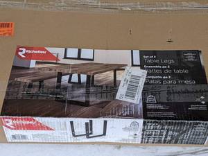 lot 305 image: Richelieu Hardware 28 in. (710 mm) Matte Black Adjustable Legs for Structural Table (2-Pack)