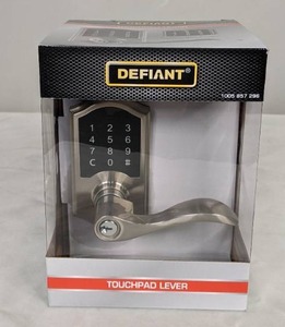 lot 52 image: DEFIANT Castle Satin Nickel Electronic Touchpad Door Lever