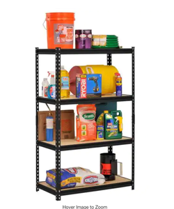 lot 313 image: Edsal Black 4-Tier Heavy Duty Steel Garage Storage Shelving (36 in. W x 60 in. H x 18 in. D)