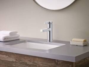 lot 31 image: Moen 84774 Beric One-Handle Single Hole Bathroom Faucet with Drain Assembly, Chrome