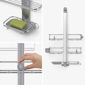 lot 53 image: simplehuman Adjustable and Extendable Shower Caddy XL, Stainless Steel and Anodized Aluminum
