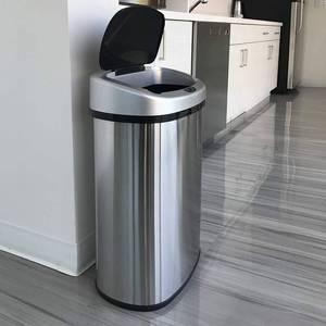 lot 54 image: SensorCan 13 Gallon Touchless Sensor Oval Trash Can with Odor Control System