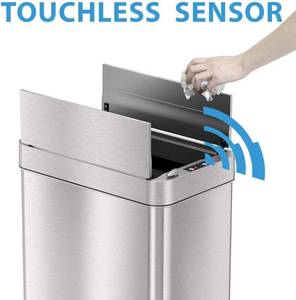 lot 61 image: Wings-Open Sensor Trash Can with AbsorbX Odor Filter & Pet-Proof Lid, Stainless Steel, 18 Gallon