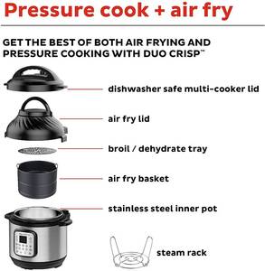 lot 44 image: Instant Pot Duo Crisp Pressure Cooker 11 in 1, 8 Qt with Air Fryer & More