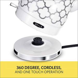 lot 111 image: BELLA 1.5 Liter Electric Ceramic Tea Kettle wDetachable Swivel Base, WhiteTaupe
