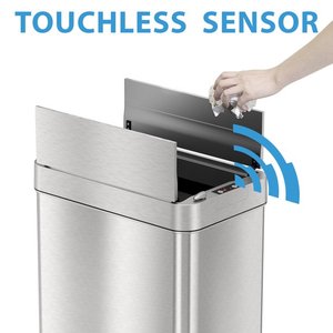 lot 78 image: iTouchless 13 Gallon Stainless Steel Touchless Garbage Can
