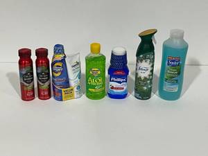 lot 63 image: Body Spray, Sun Block, Aloe Vera Gel, Milk of Magnesia, Air Freshener, Shampoo