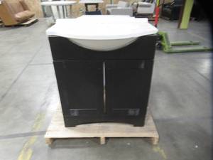 lot 327 image: Glacier Bay Del Mar 30 Vanity with AB Engineered Composite Vanity Top Model DMSD30P2COM-E (Top Damaged See photos)