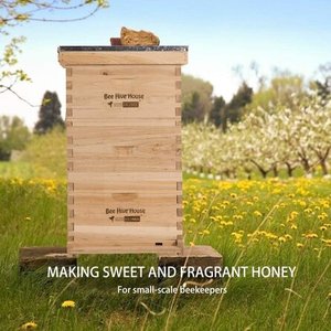 lot 343 image: Vivohome Wooden 3-Layers Langstroth Honey Bee Hive Box with Metal Roof ModelX002E10W2F (MayBe Missing hardware)